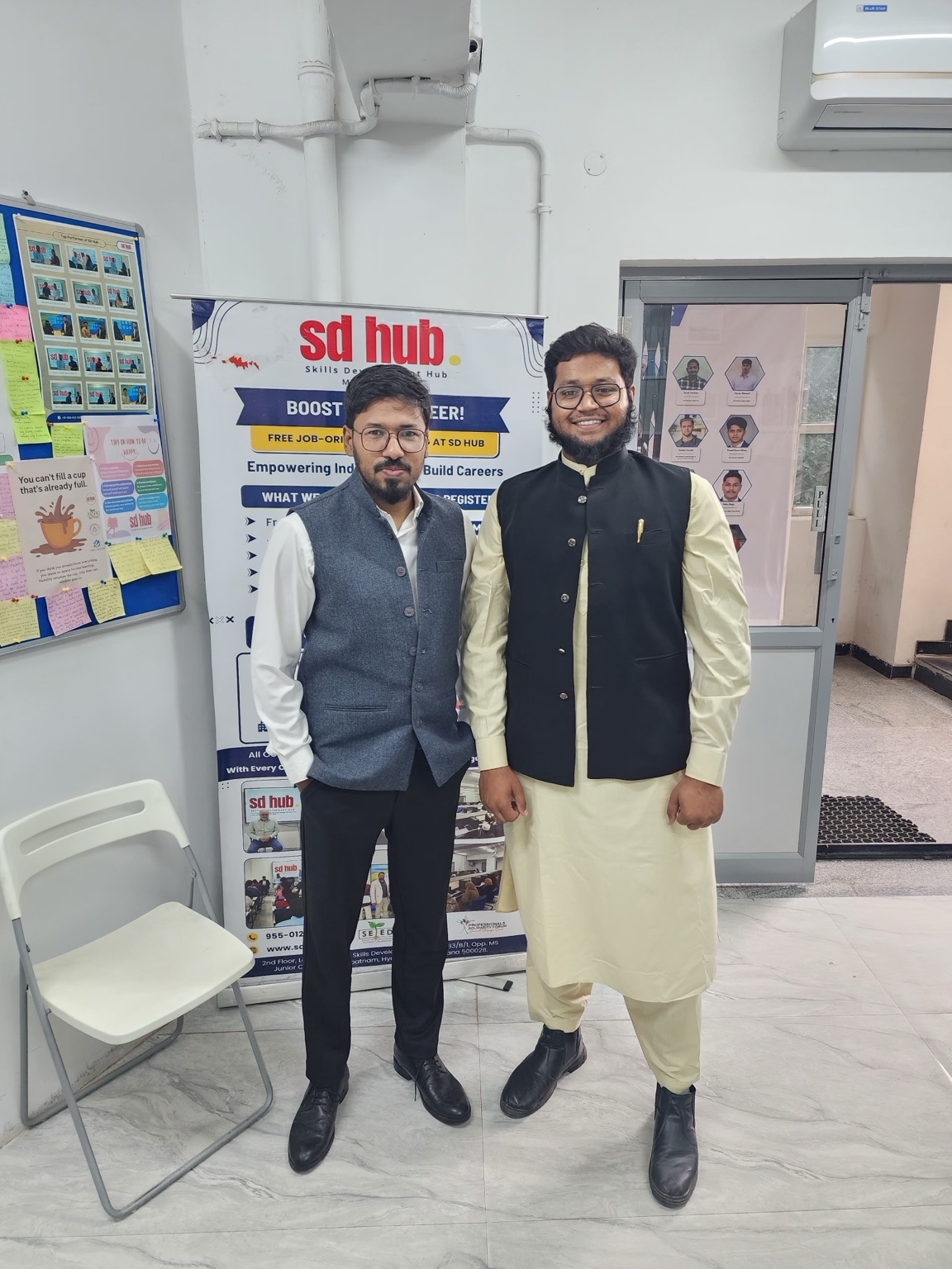 Mohd Abu Sayeed with Mohammed Jaweed Sir on his last day at Skills Development Hub
